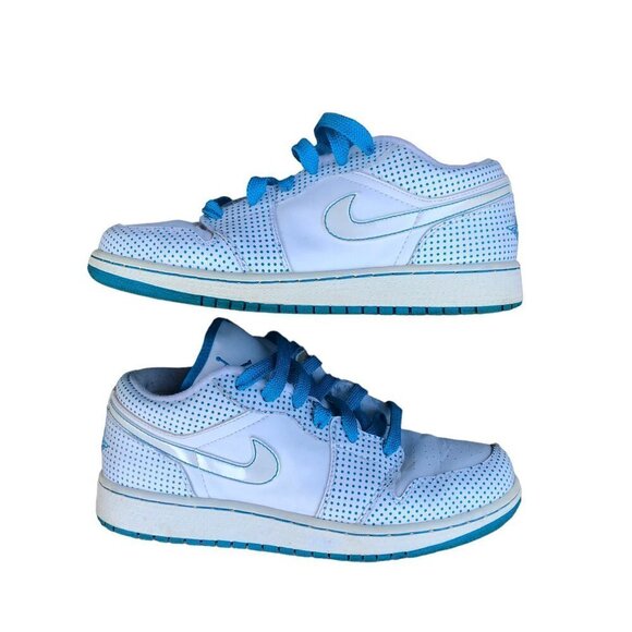 RARE 2008 Nike Air Jordan 1 Phat Low White Laser Blue Polka Size 6 - Picture 13 of 16